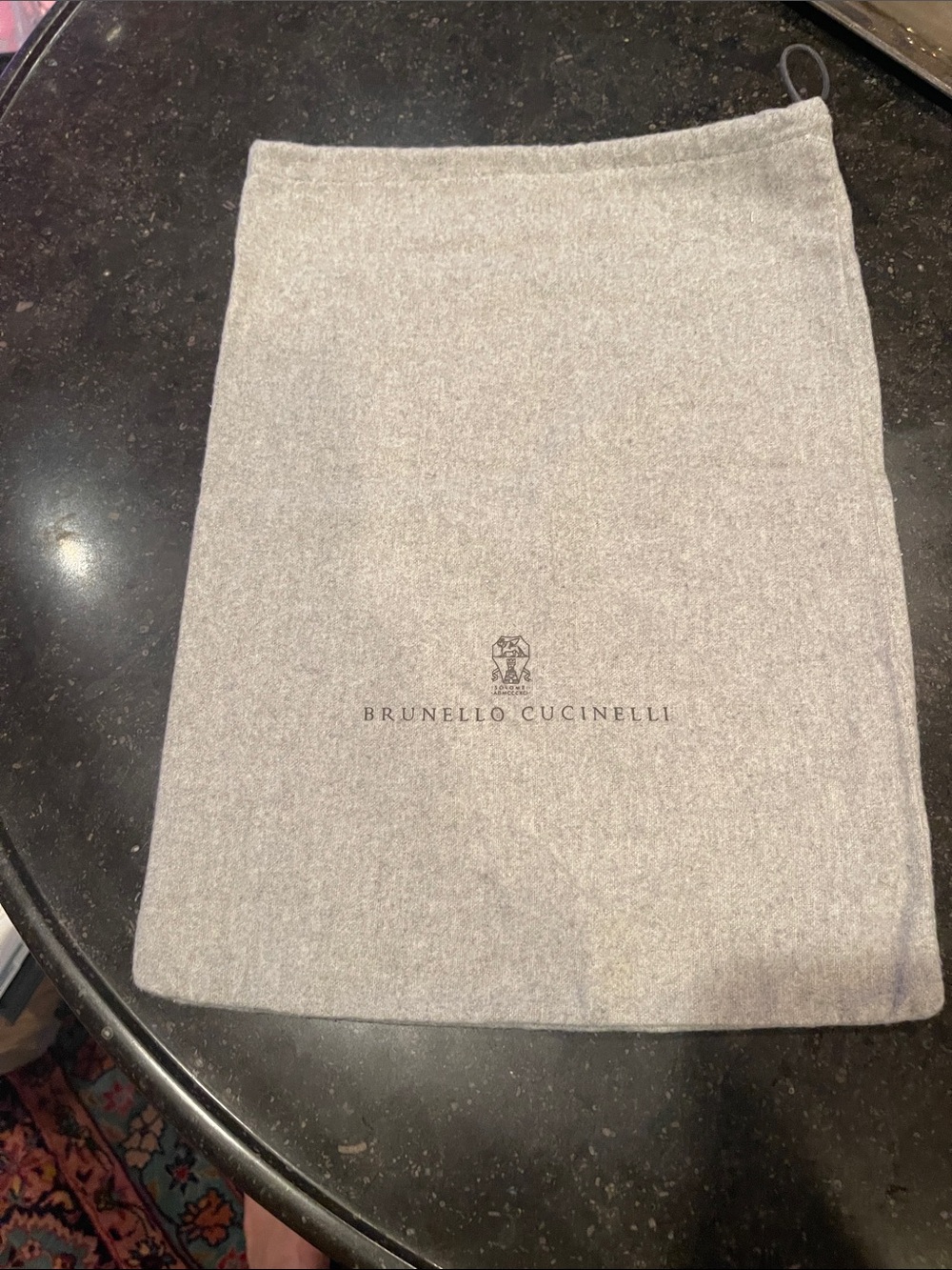 Brunello Cucinelli Light Gray Logo Drawstring Pouch
